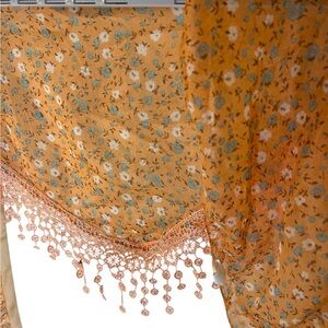 Floral Silk Lace Trim Shawl Scarf - NEW 🌼